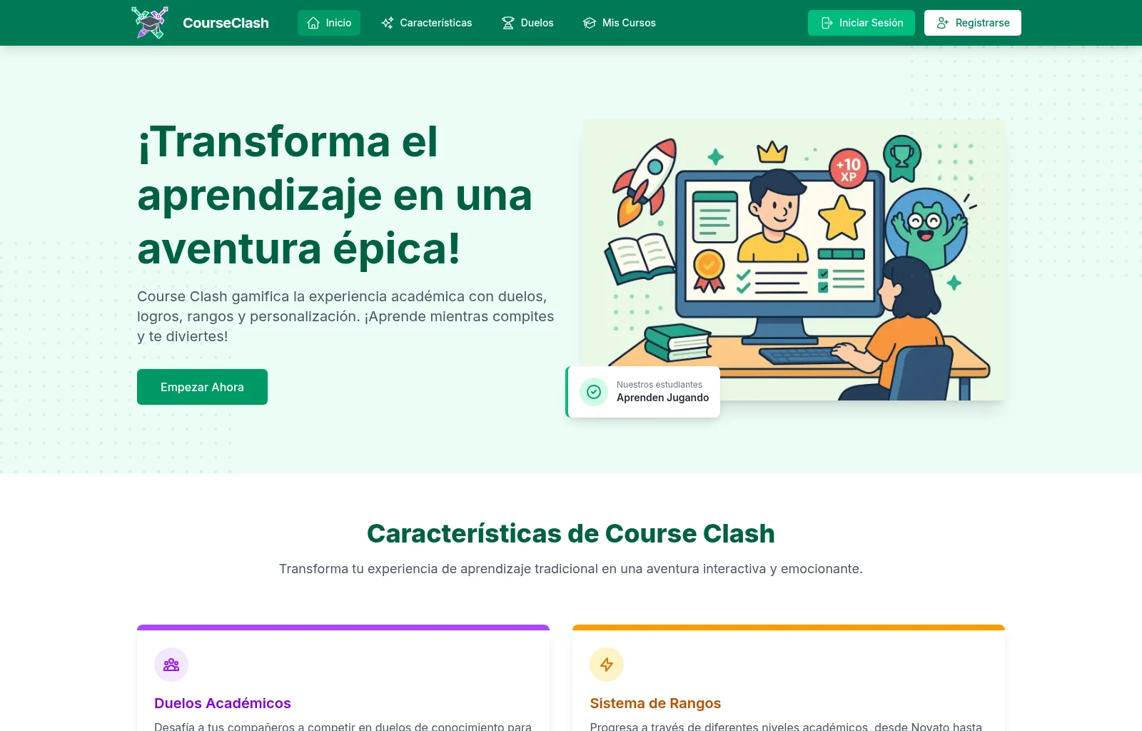 CourseClash landing page